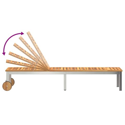 Leżak Olej Naturalny 205 x 53 x 100 cm Lite Drewno Akacji
