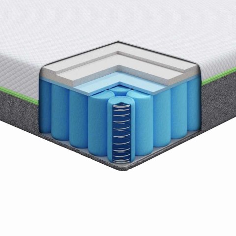 Materac Biały i szary 140 x 190 cm Sprężyna kieszeniowa