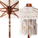 Parasol Makramowy Kremowy 252.5 x 252.5 x 260 cm