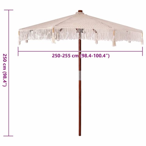Parasol Makramowy Kremowy 252.5 x 252.5 x 260 cm
