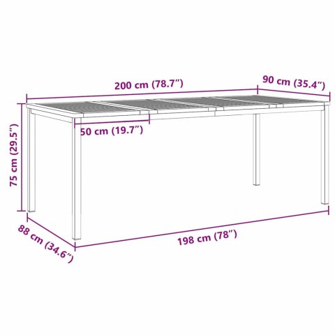 StółJadalny Brązowy 200 x 90 x 75 cm Lite Drewno Akacji