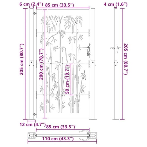 Brama ogrodowa Czarny 85 x 205 cm Stal malowana proszkowo