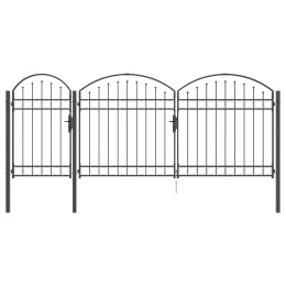 Brama ogrodowa z łukowym szczytem Szary 400 x 100 cm Stal