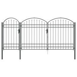 Brama ogrodowa z łukowym szczytem Szary 400 x 125 cm Stal