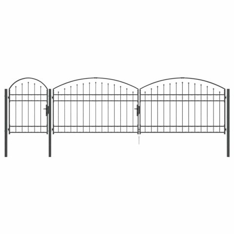 Brama ogrodowa z łukowym szczytem Szary 500 x 75 cm Stal
