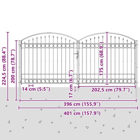 Brama ogrodzeniowa Z blokadą Szary 301 x 224.5 cm Stal