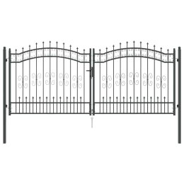 Bramka ogrodzeniowa z ostrym szczytem Szary 305 x 125 cm Stal