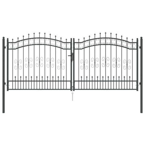 Bramka ogrodzeniowa z ostrym szczytem Szary 305 x 125 cm Stal