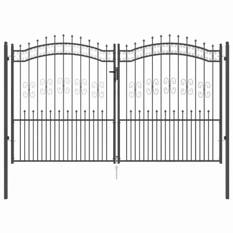 Bramka ogrodzeniowa z ostrym szczytem Szary 305 x 175 cm Stal