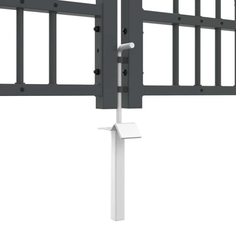 Bramka ogrodzeniowa z ostrym szczytem Szary 404 x 100 cm Stal