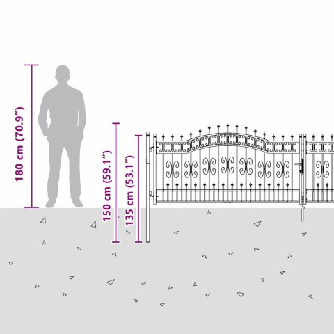 Bramka ogrodzeniowa z ostrym szczytem Szary 404 x 100 cm Stal