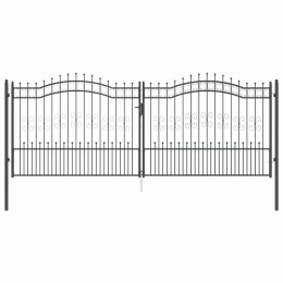 Bramka ogrodzeniowa z ostrym szczytem Szary 404 x 150 cm Stal