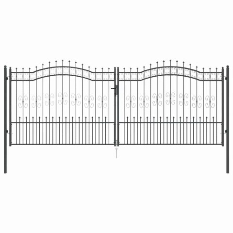 Bramka ogrodzeniowa z ostrym szczytem Szary 404 x 150 cm Stal