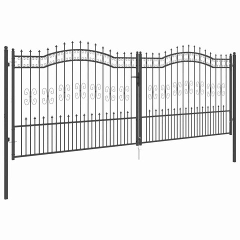 Bramka ogrodzeniowa z ostrym szczytem Szary 404 x 150 cm Stal