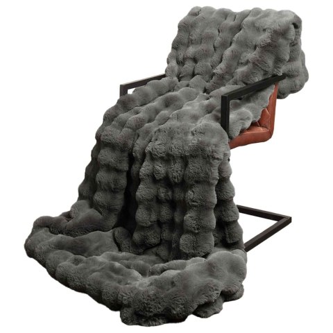 Koc z futra sztucznego królika 4 pcs Ciemnoszary 220 x 240 cm