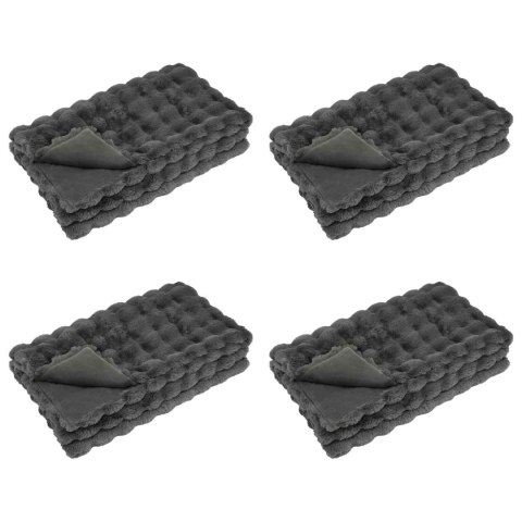 Koc z futra sztucznego królika 4 pcs Ciemnoszary 240 x 270 cm