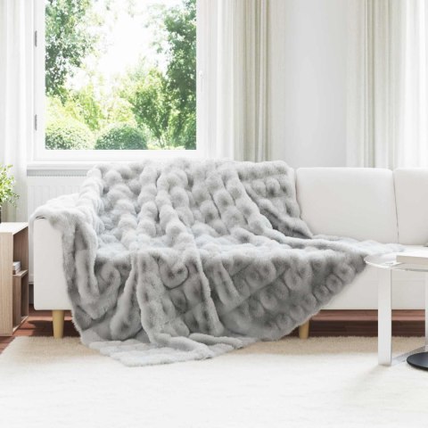 Koc z futra sztucznego królika 4 pcs Szary 220 x 240 cm