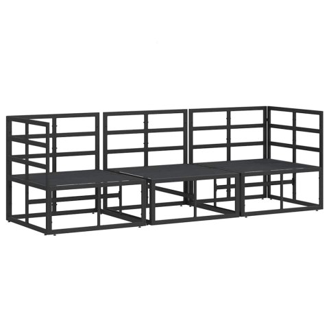 Meble Ogrodowe z poduszką z poduszką 3 pcs Czarny Metal
