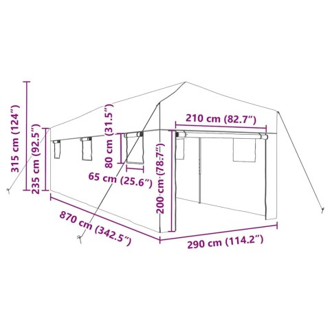 Szklarnia z dachem Zielony 290 x 870 x 315 cm Żelazo
