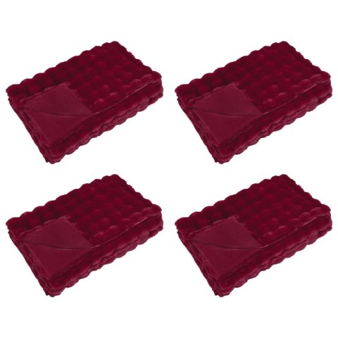 Koc z futra sztucznego królika 4 pcs Bordeaux Czerwony