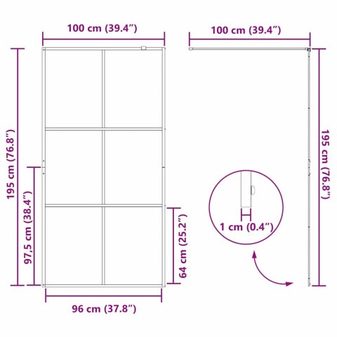 Ściana prysznicowa typu walk-in złoty 100 x 195 cm