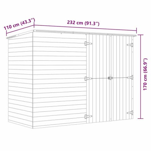 Szopa na narzędzia, 232x110x170 cm, impregnowane drewno sosnowe