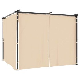 Altana ogrodowa z zasłonami, 3 x 3 m, kremowa, stal