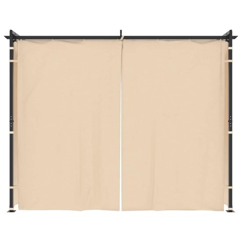Altana ogrodowa z zasłonami, 3 x 3 m, kremowa, stal