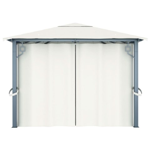 Altana ogrodowa z zasłonami, 400 x 300 cm, kremowa, aluminium