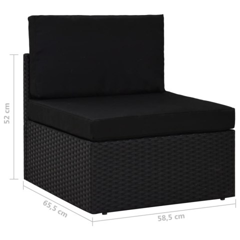 Sofa modułowa 3-osobowa, rattan PE, czarna
