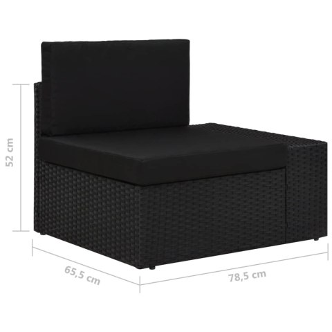 Sofa modułowa 3-osobowa, rattan PE, czarna