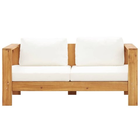 Sofa ogrodowa z poduszką, 140 cm, lite drewno akacjowe, kremowa
