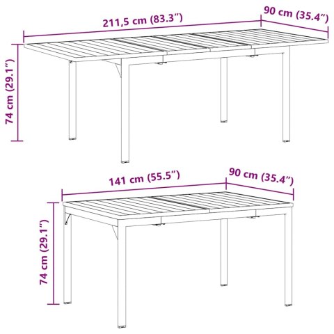 Stół rozszerzający 2 pcs Antracyt 210 x 90 x 73 cm Stal