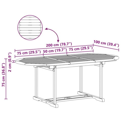 Zestaw do jadalni w ogrodzie 7 pcs Brązowy Lite drewno teakowe