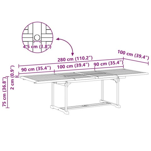 Zestaw do jadalni w ogrodzie 9 pcs Brązowy Lite drewno teakowe