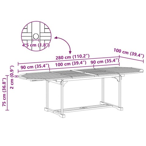 Zestaw do jadalni w ogrodzie 9 pcs Brązowy Lite drewno teakowe