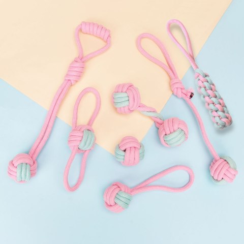 Zestaw 7 zabawek szarpaków dla psa PINKY