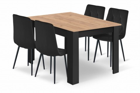 Zestaw stół NP 120x80 Craft Czarny + 4 krzesła LIBRA czarne