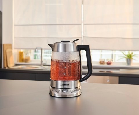 SEVERIN CZAJNIK ELEKTR. SZKŁO-STAL, REGULACJA TEMP. W PODST. AUTO. PROGRAMY, SITKO DO HERBATY, 1,7 L, MOC 3000W WK3480