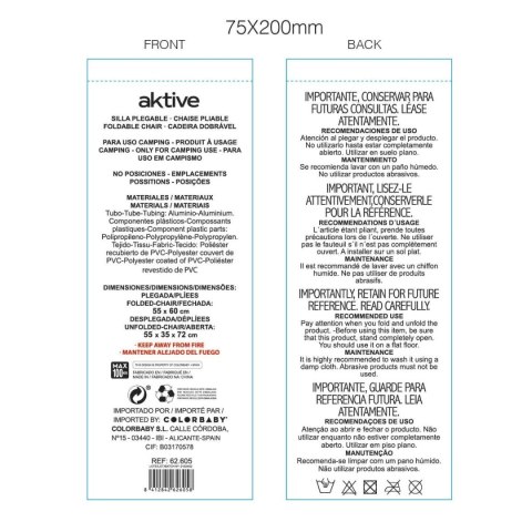 Składanego Krzesła Aktive Gomera Niebieski 44 x 72 x 35 cm (4 Sztuk)