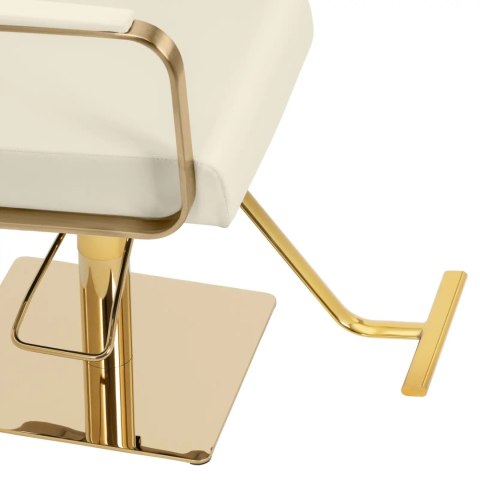 Fotel fryzjerski barberski kosmetyczny z podnóżkiem Physa OTLEY - kremowo złoty