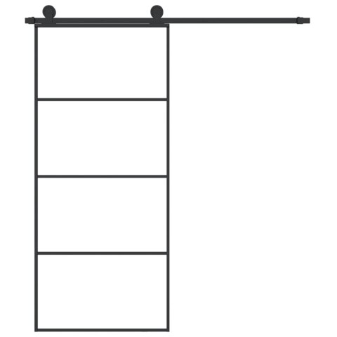 Drzwi przesuwne z osprzętem, 90x205 cm, szkło ESG i aluminium