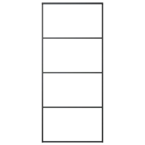 Drzwi przesuwne z osprzętem, 90x205 cm, szkło ESG i aluminium