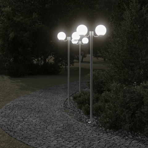 Stojące lampy ogrodowe, 3 szt, srebrne, 215 cm, stal nierdzewna