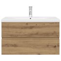 Szafka pod umywalkę z wbudowaną umywalką i baterią dąb artisan
