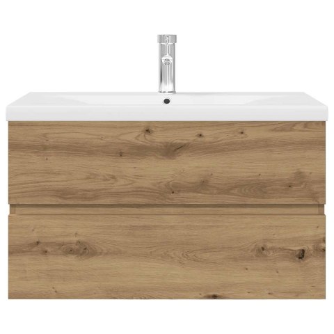 Szafka pod umywalkę z wbudowaną umywalką i baterią dąb artisan