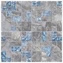 Płytki mozaikowe, 11 szt., szaro-niebieskie, 30x30 cm, szkło