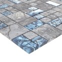 Płytki mozaikowe, 11 szt., szaro-niebieskie, 30x30 cm, szkło
