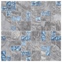 Płytki mozaikowe, 22 szt., szaro-niebieskie, 30x30 cm, szkło