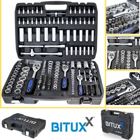 ZESTAW NARZĘDZI 171 ELEMENTÓW WALIZKA BITUXX KLUCZE NASADOWE